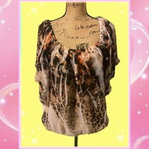 Vintage Y2k Sheer Animal Print Top mcbling